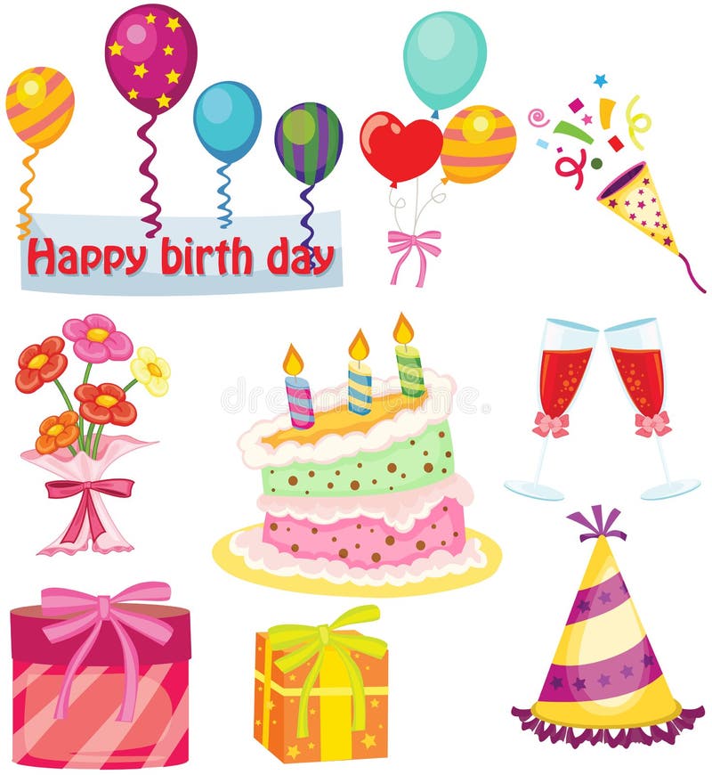 Set of birthday party royalty free illustration Set of birthday party royalty free illustration
