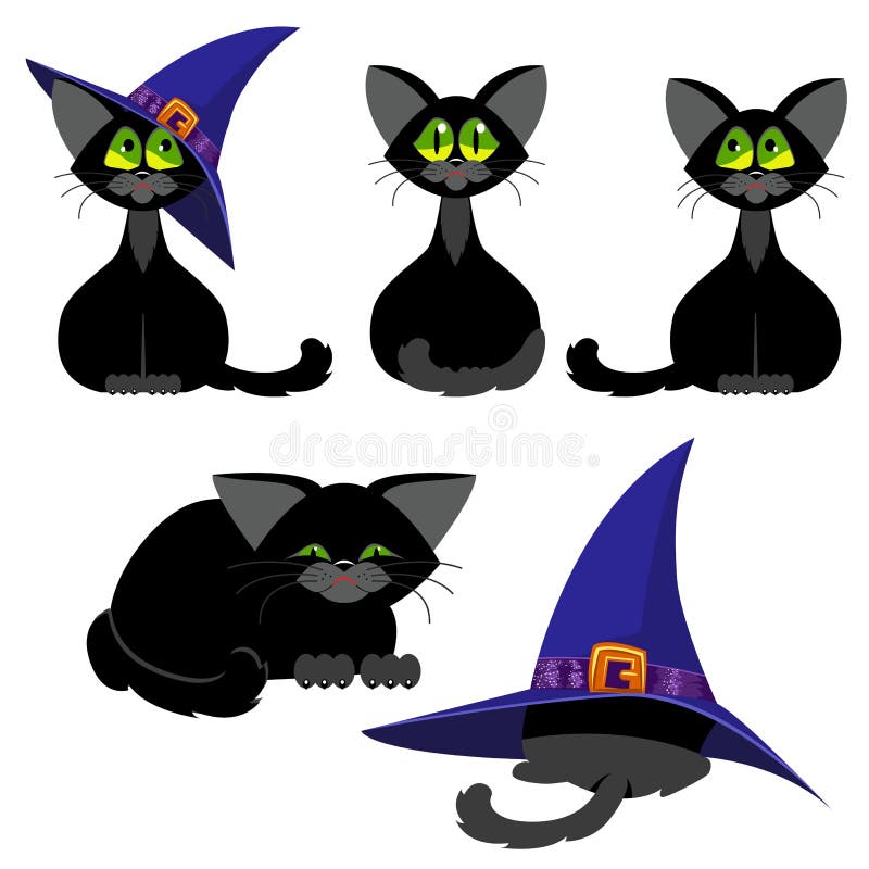 Set of black cats in various poses. Halloween. royalty free illustration Set of black cats in various poses. Halloween. royalty free illustration