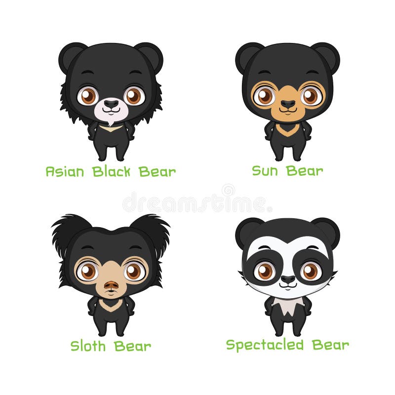 Set of black colored bear species royalty free illustration Set of black colored bear species royalty free illustration