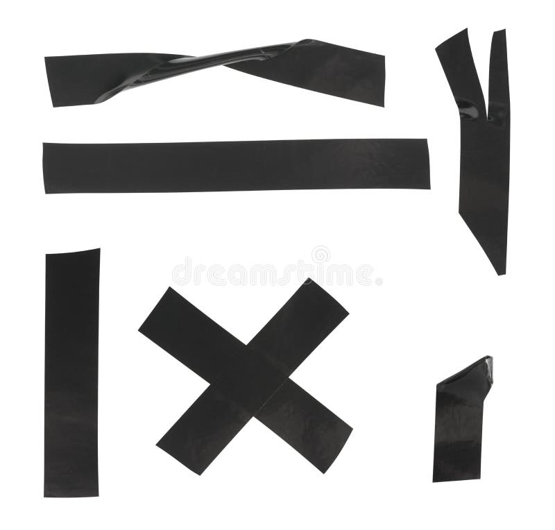 Set of black electrical tape royalty free stock photo