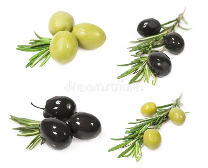 Set of Black and Green Olives Stock Image Image of white, black 29671129