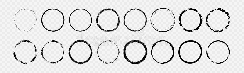 Set of Black Grunge Circle Shapes and Banners