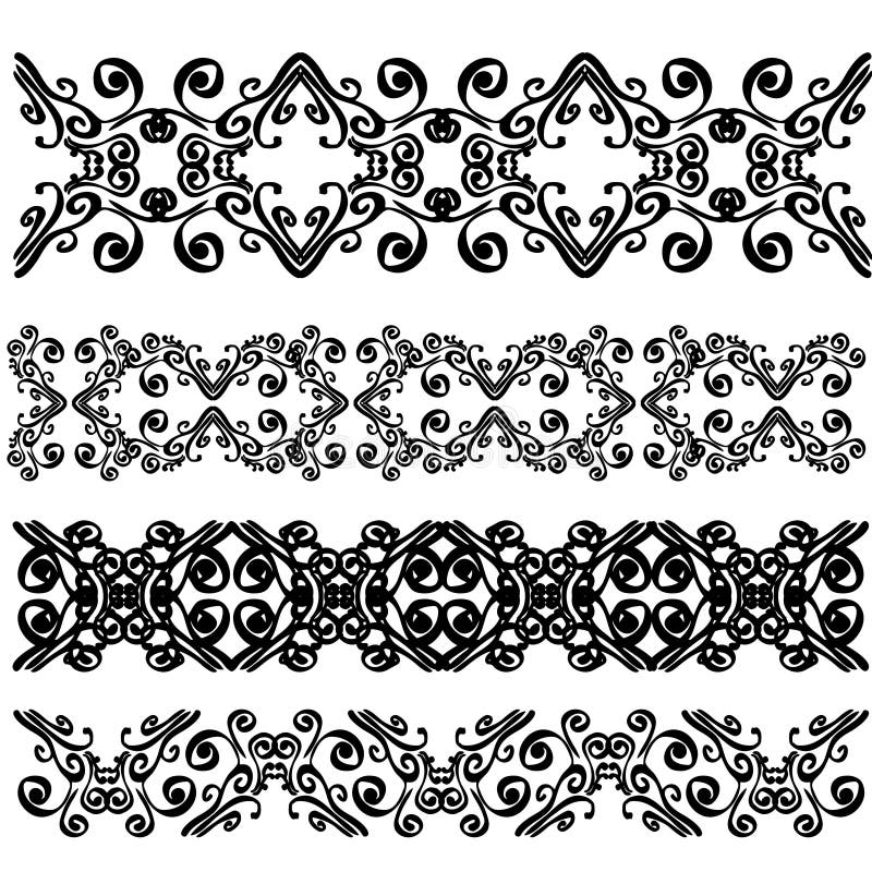 Decorative Black White Flourishes Borders Stock Illustration ...
