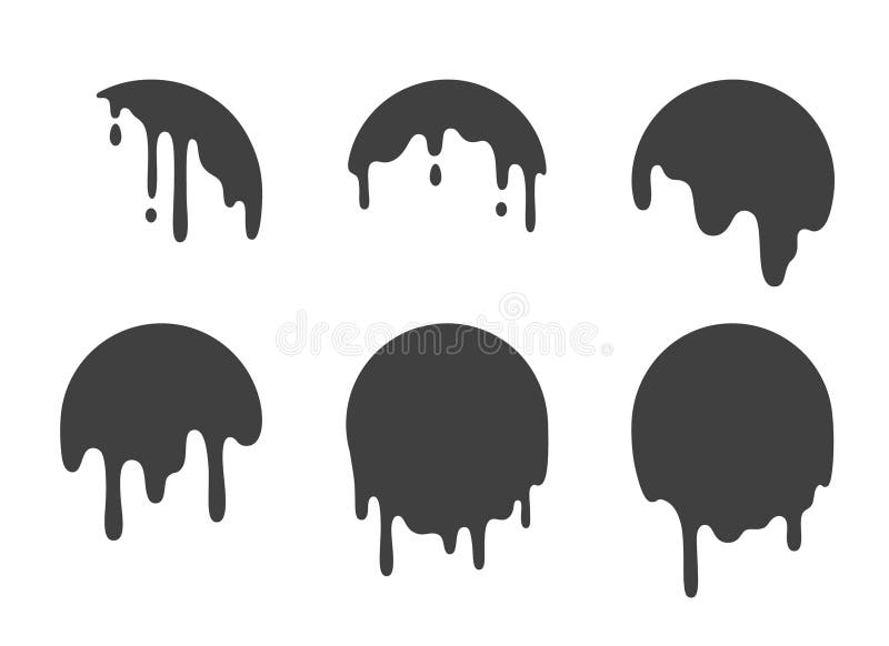 Set of black paint drip and liquid drop shapes. vector illustration