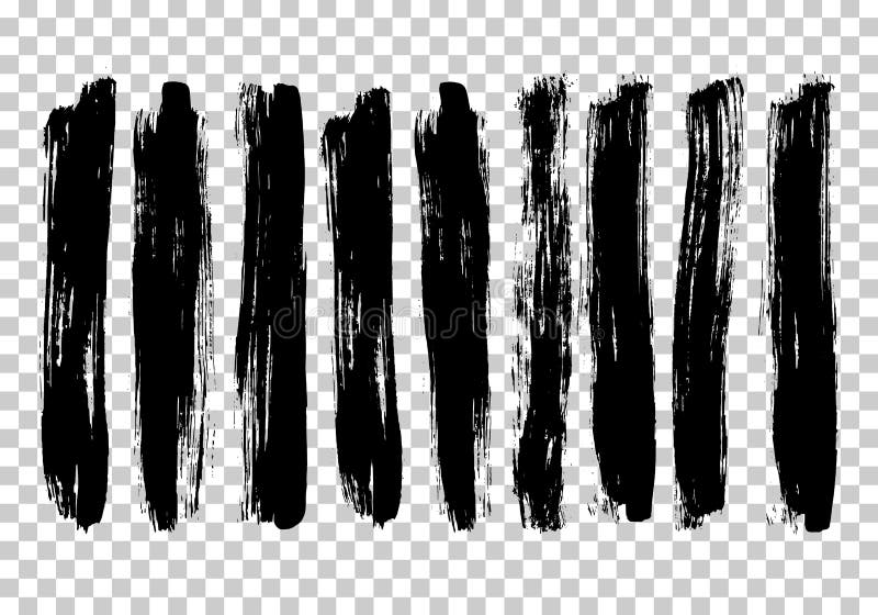 Set of Black Paint, Ink Brush Strokes, Brushes, Lines. Stock
