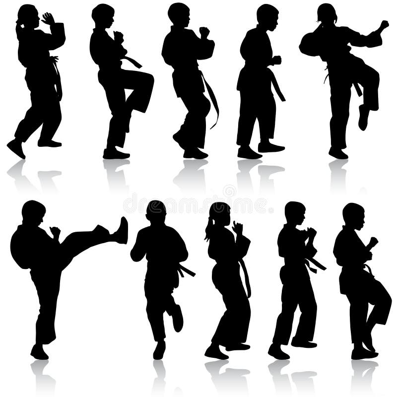 Download Set Of Black Silhouettes Of Karate. Sport Stock Vector ...
