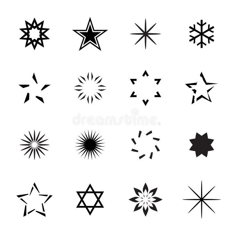 Set of Black Stars. Vector Illustration. Stock Illustration