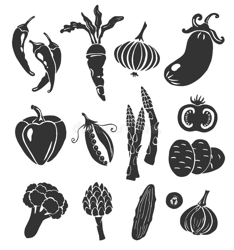 Vegetables Stencil Stock Illustrations 204 Vegetables Stencil Stock