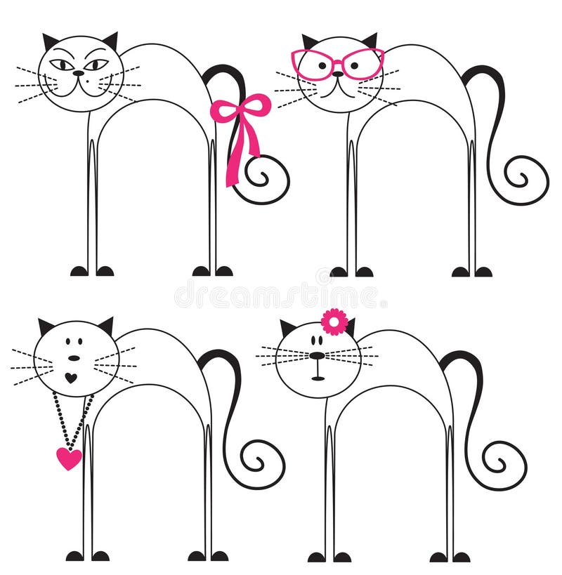 Set of black and white cats vector illustration Set of black and white cats vector illustration