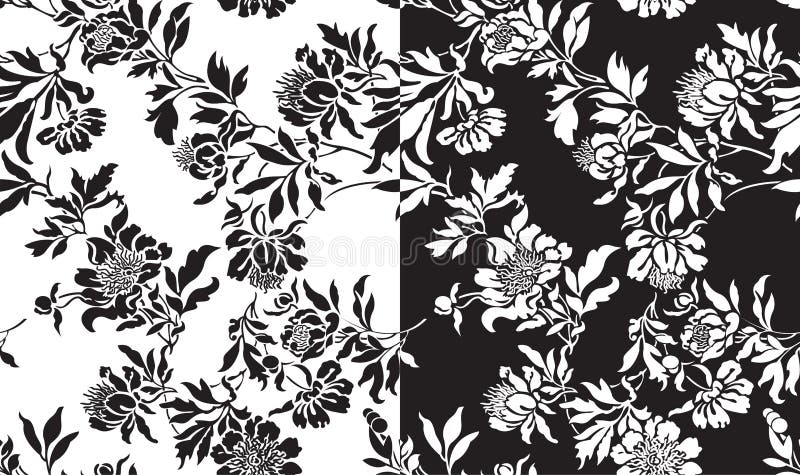 A set of black and white seamless patterns