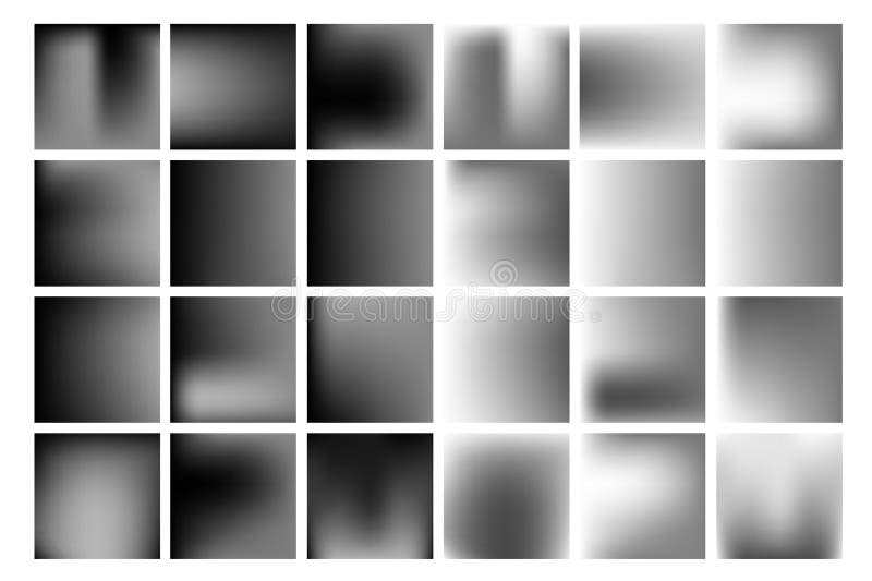 Set of Black and White Vector Gradient, Blur Backgrounds. Stock Vector