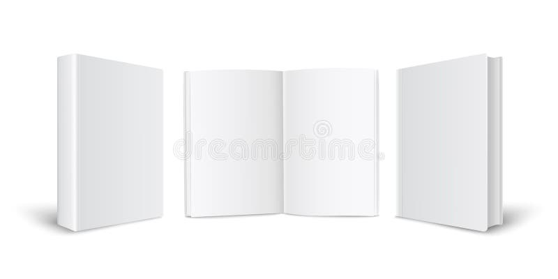 Blank white paper back book with shadow spine, Stock vector