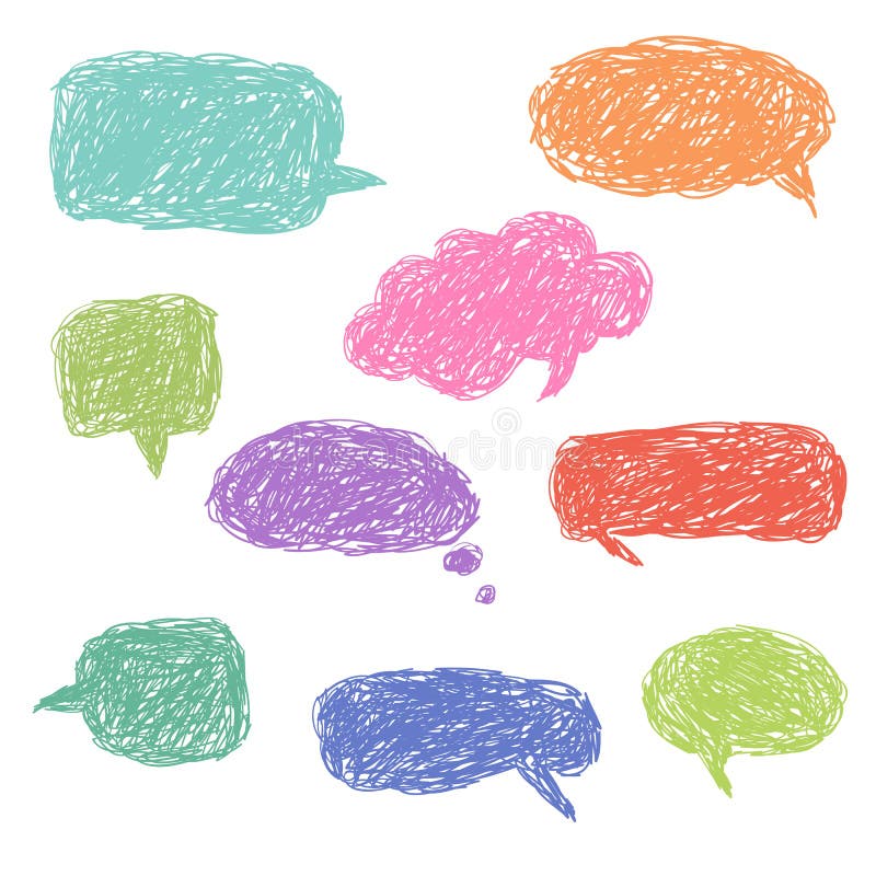 Set of blank colorful hand drawn speech bubbles royalty free illustration Set of blank colorful hand drawn speech bubbles royalty free illustration
