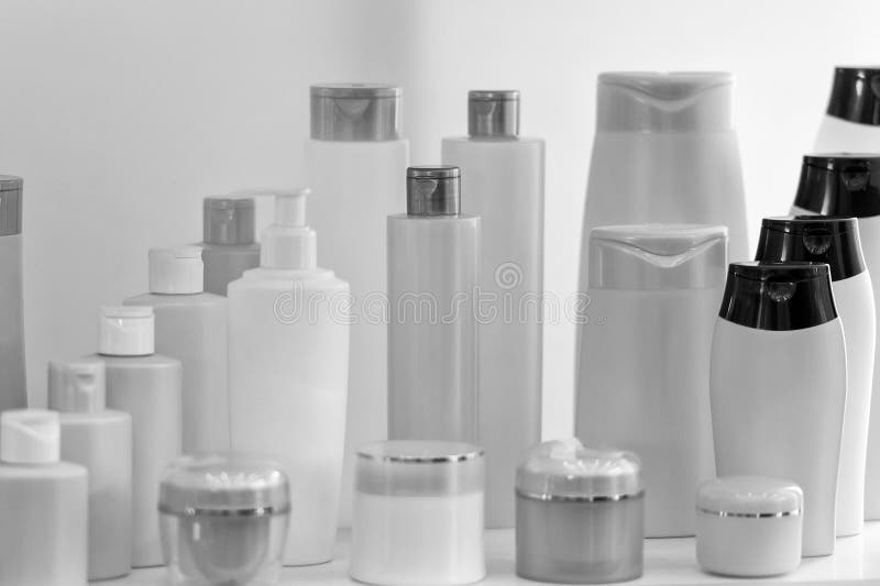 Set of blank cosmetic tubes on white background. Tubes for cosmetic products. Containers for cream and shampoo or gel