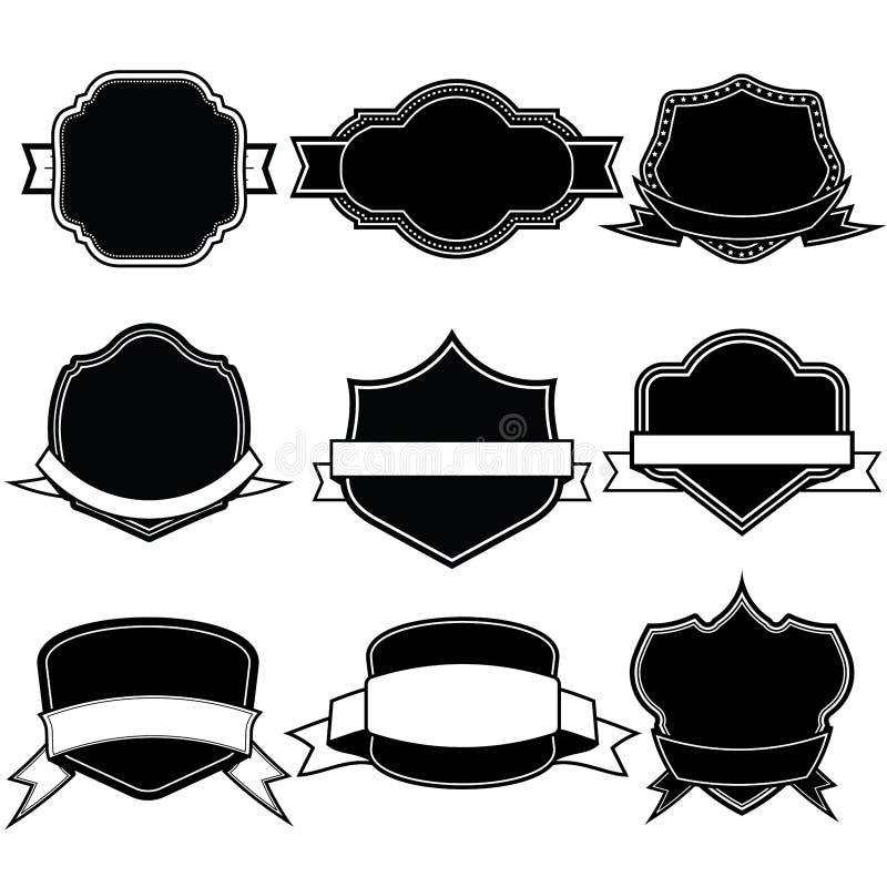 Set of Blank Frame Badges Ribbons and Labels Set 8 Stock Vector
