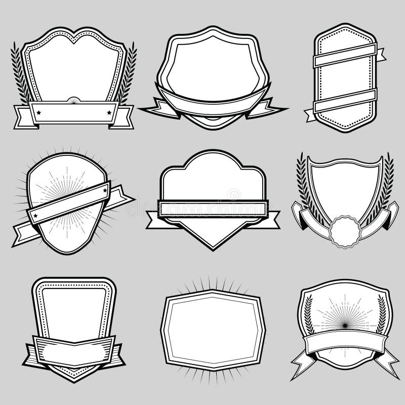 Set of Blank Frame Badges Ribbons and Labels Set 9 . Vector Illu Stock