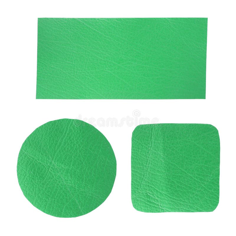 Set of blank green leather label