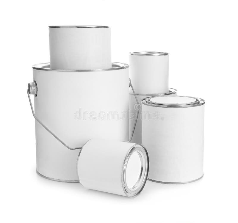 Set of Blank Paint Cans Isolated on White Stock Photo Image of paint