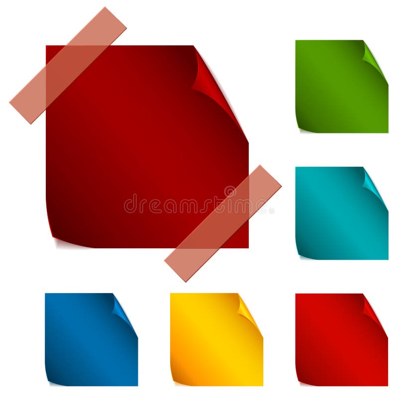 Set of Blank Paper Stickers with Rounded Corners Stock Vector