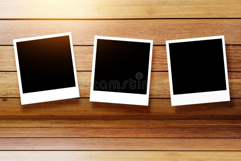 Set of blank Polaroid photo frame , empty black screen and white vector illustration