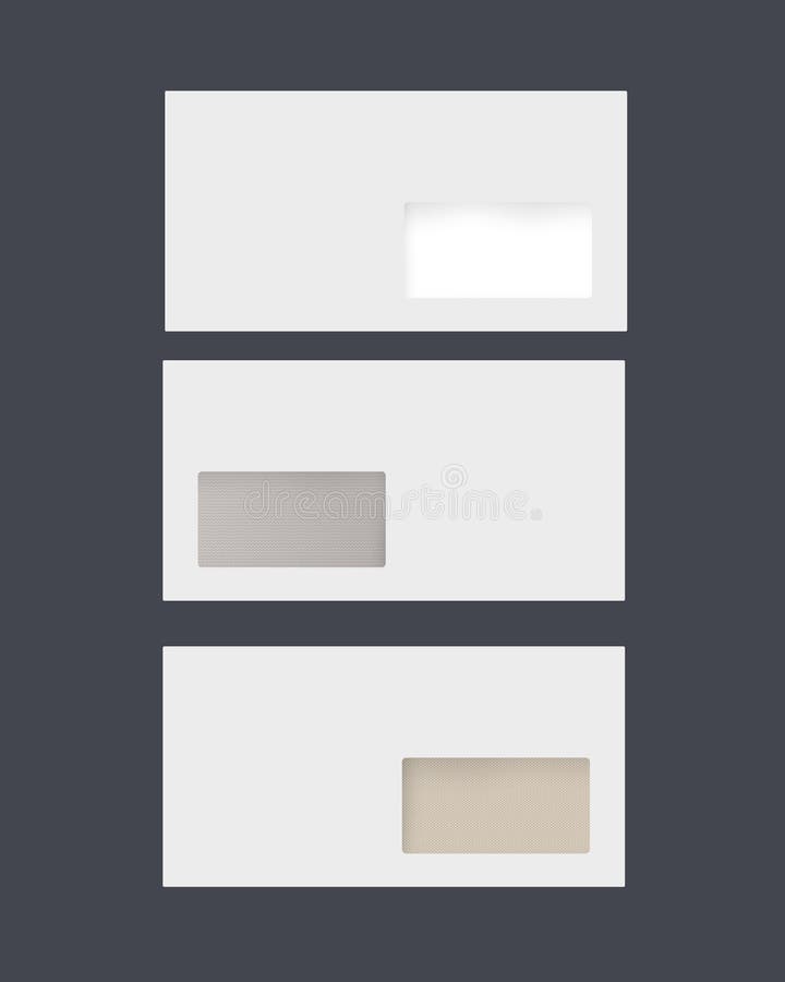 Set of Blank White Realistic Closed Envelope View on Black Background