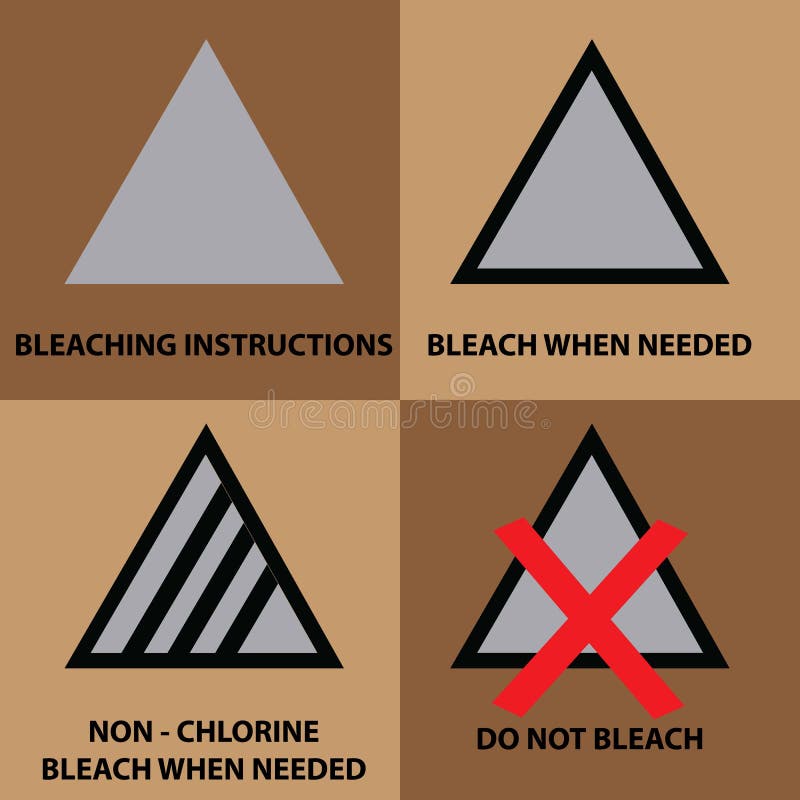 Set of Bleaching Instruction Symbols To Be Use on Laundry Stock Vector