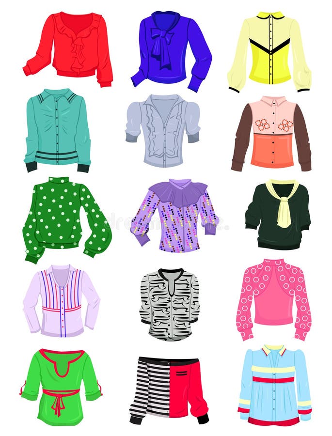 Set of blouses stock vector. Illustration of dots, female - 33058475