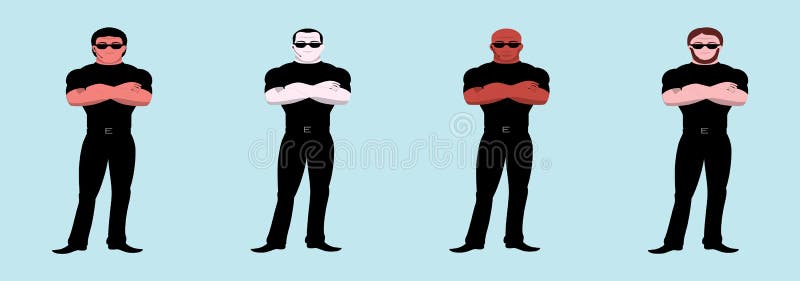 Set of Bodyguard Cartoon Icon Design Template with Various Models ...