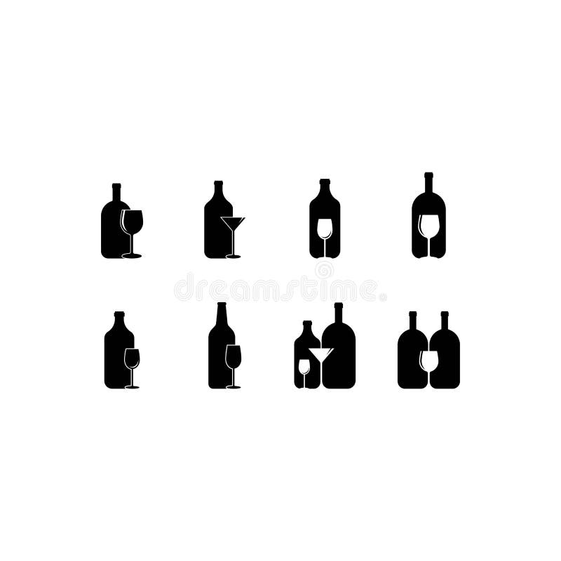 set of Bottle and glass logo template vector icon illustration vector illustration set of Bottle and glass logo template vector icon illustration vector illustration