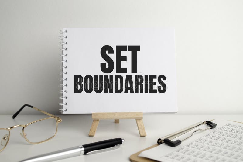Set Boundaries, Text Words Typography Written on Paper Against Wooden