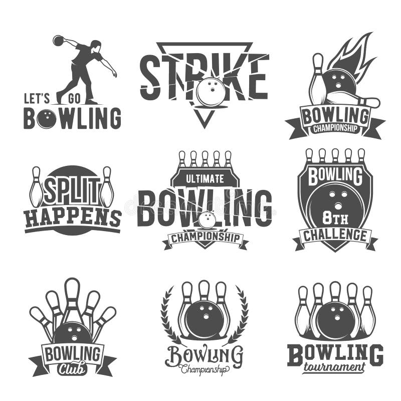 Set of Bowling Emblems, Labels, Badges and Designed Elements Stock ...