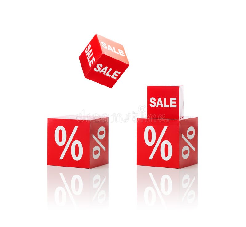 Set of boxes with sale and percent sign