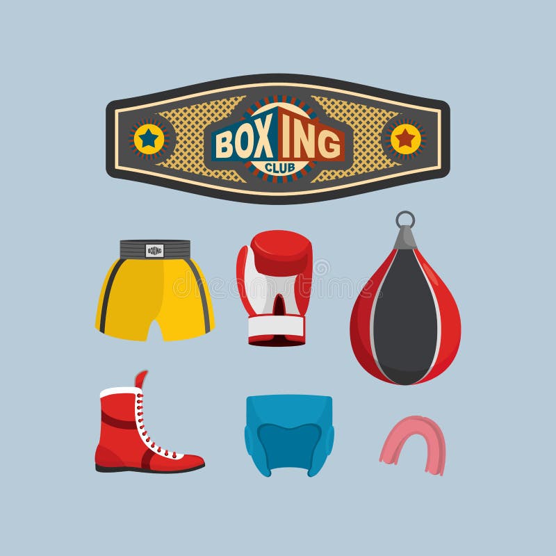 Set Boxing Icons. Boxing equipment. vector illustration Set Boxing Icons. Boxing equipment. vector illustration