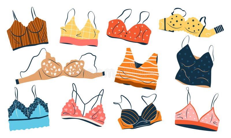 Different Types Of Bras Illustration Stock Illustration - Download Image  Now - Adult, Arts Culture and Entertainment, Bikini - iStock