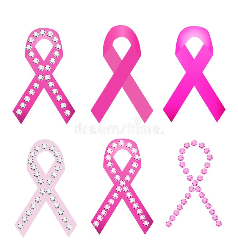 Pink Ribbons Kit for Breast Cancer Awareness Stock Vector