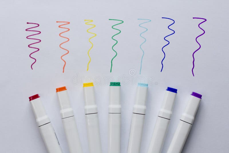 Set of Bright Multi-colored Felt-tip Pens or Markers with Designation of  Numbers and the Name of Color. Photo for Creativity, Stock Image - Image of  green, mark: 184143677