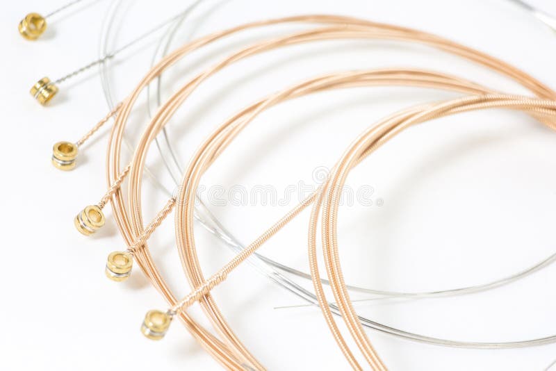 Set of Bronze Strings for Acoustic Guitar Isolated Stock Image Image