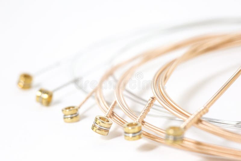Set of Bronze Strings for Acoustic Guitar Isolated Stock Photo Image