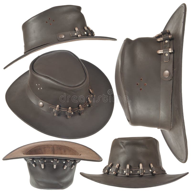 Set of brown cowboy hat