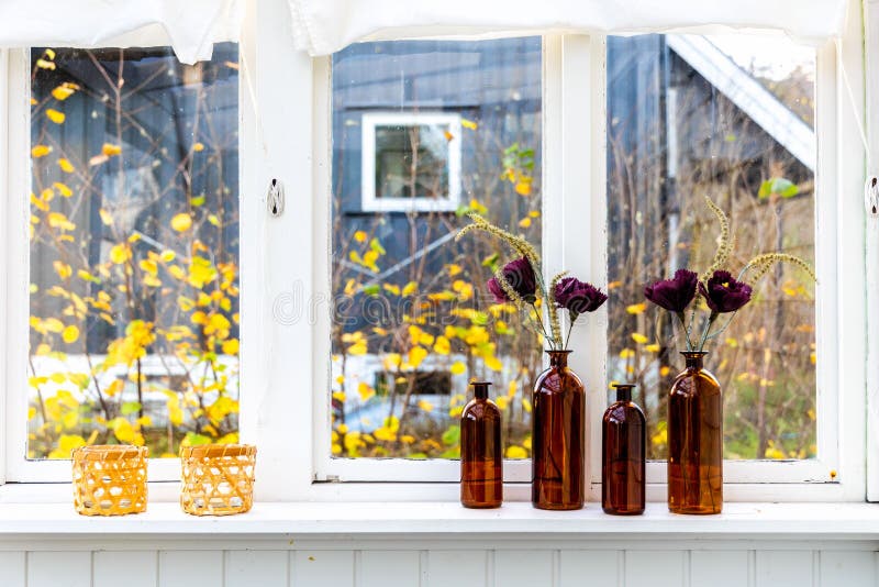Set of Brown Decorative Bottles Serving As Vases for Beautiful