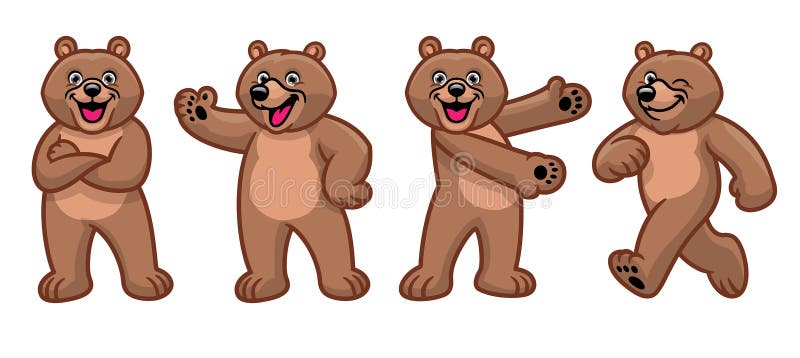 Set of Brown Grizzly Bear Cartoon Character Stock Vector - Illustration of animation, cute: 220769905 Set of Brown Grizzly Bear Cartoon Character Stock Vector - Illustration of animation, cute: 220769905