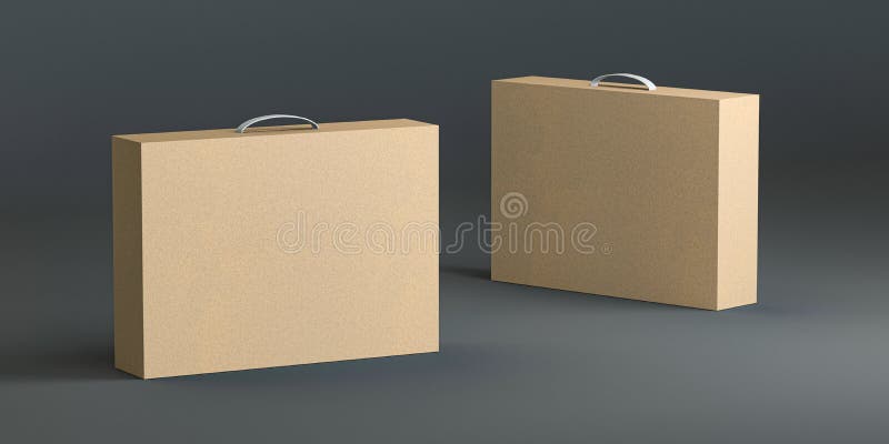 Download Package Set Of Brown Kraft Box With Handle Mockup Isolated ...