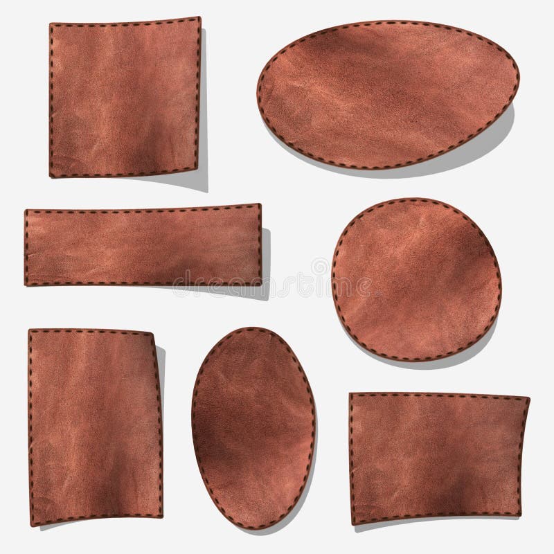 Set of brown leather label