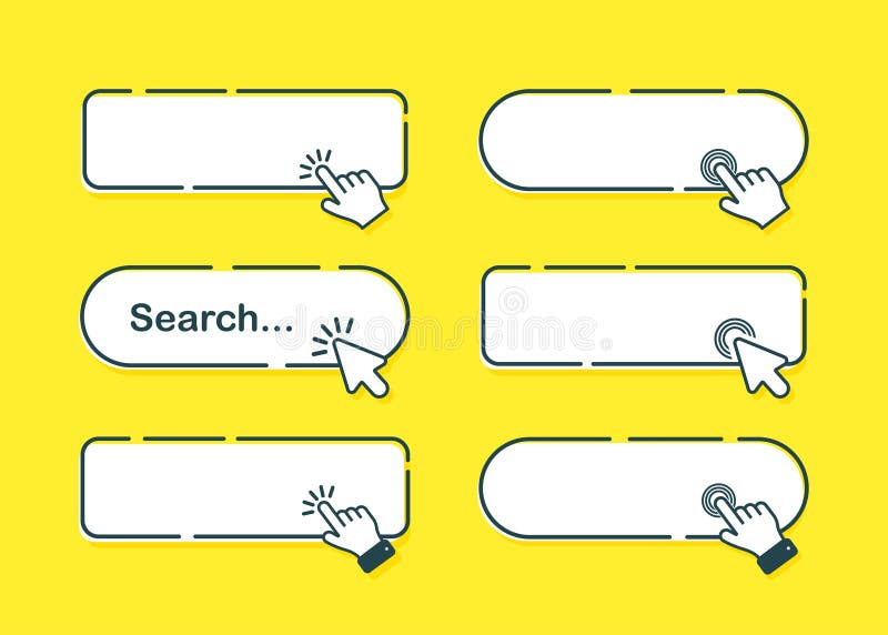 Set of browser search bar icons on bright background a collection of