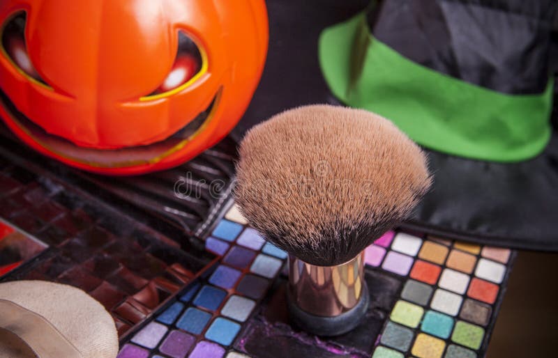 Set of Brushes for Makeup with Halloween Objects Stock Image Image of