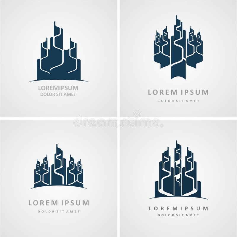 Set of Building Logo Design Stock Vector - Illustration of architecture