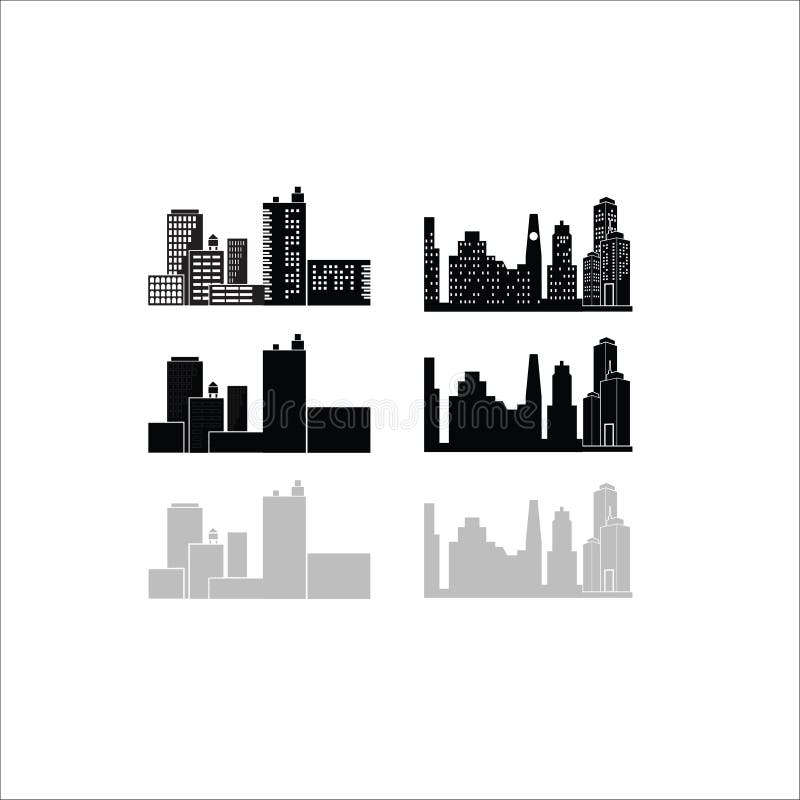 Set Building silhouette stock vector. Illustration of apartment - 211256036