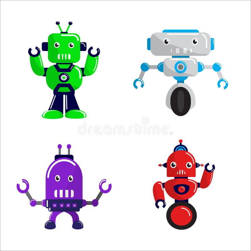 Set bundle of vector robot design vector illustration