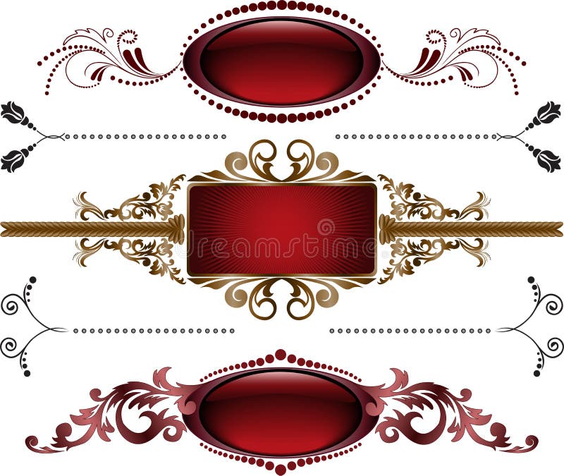 Set of burgundy frame