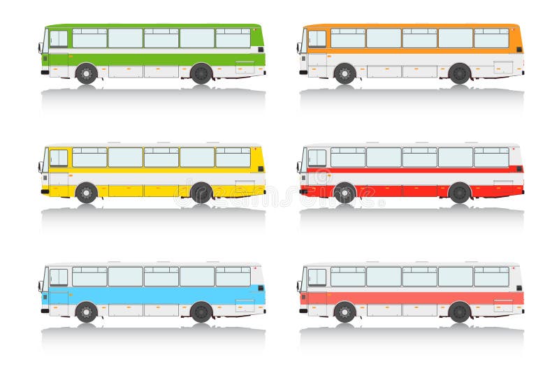 Set bus on a white background. stock illustration